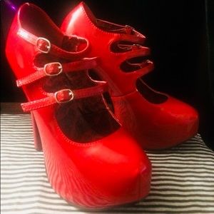 Bordello Teeze Red Patent Heels